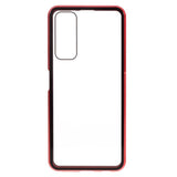 Huawei P Smart 2021 Magnetisk Deksel m. Glas Forside & Bakside- Rød