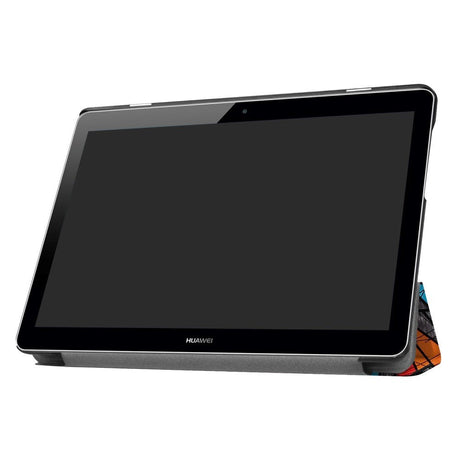 Huawei MediaPad T3 10 9.6" Deksel - Tri-Fold Skinndeksel "Crazy Patterns" Grå