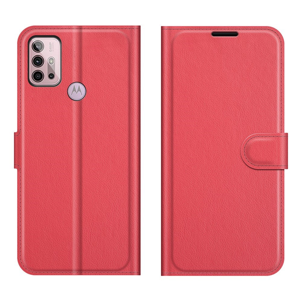 EIDERWOOD Motorola Moto G10 / G20 / G30 Kunstskinn Flip Deksel med Kortholder & Ståfunksjon - Rød