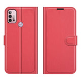 EIDERWOOD Motorola Moto G10 / G20 / G30 Kunstskinn Flip Deksel med Kortholder & Ståfunksjon - Rød
