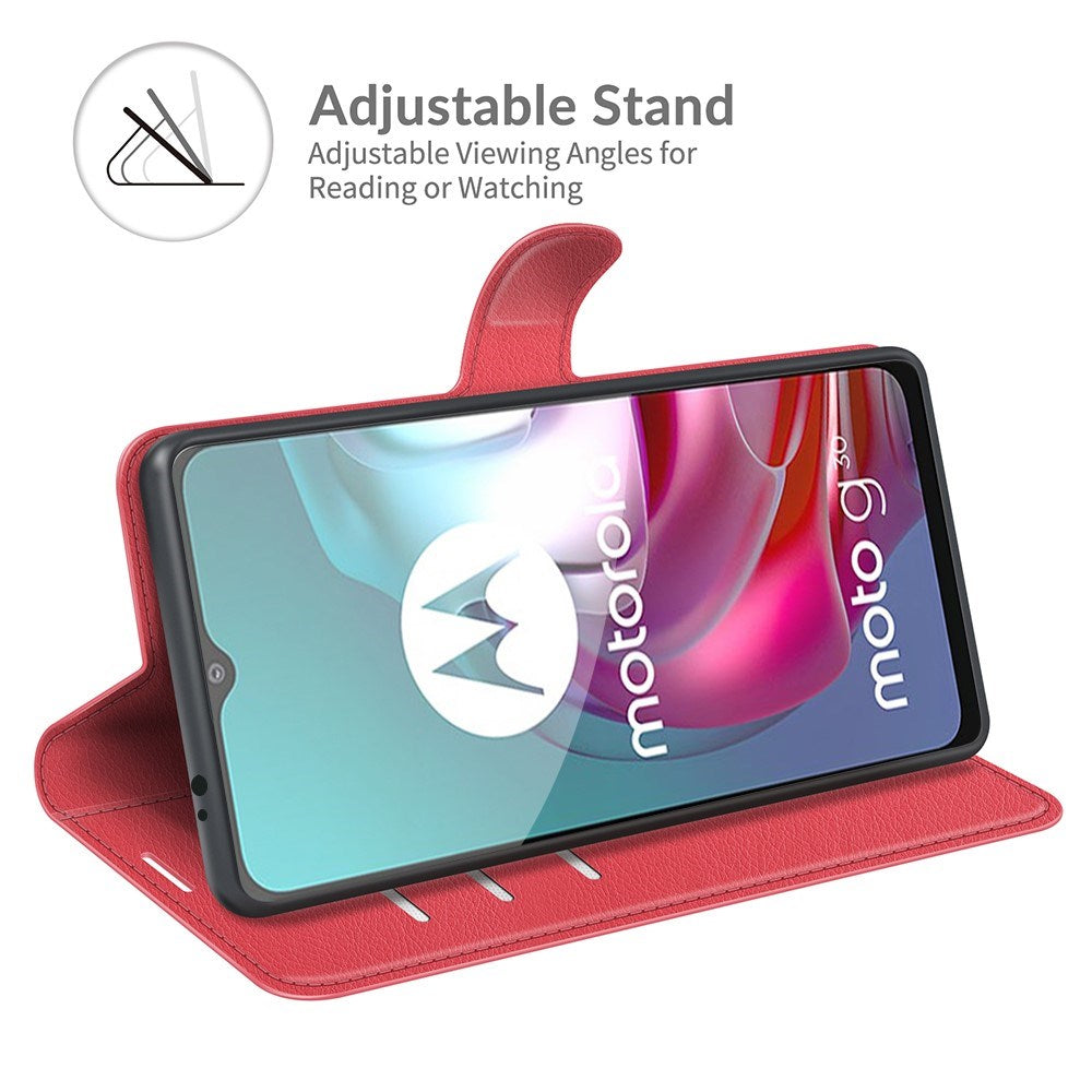 EIDERWOOD Motorola Moto G10 / G20 / G30 Kunstskinn Flip Deksel med Kortholder & Ståfunksjon - Rød