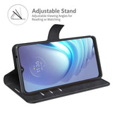 Motorola Moto G50 Kunstskinn Deksel m. Stativfunksjon & Kortholder - Svart