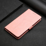 Motorola Moto G51 PU Skinn Flip Deksel med Lommebok & Stropp - Delt Mønster - Rosa