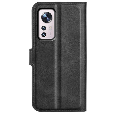 EIDERWOOD Xiaomi 12 / 12X Kunstskinn Flip Deksel med Lommebok & Stativfunksjon - Svart