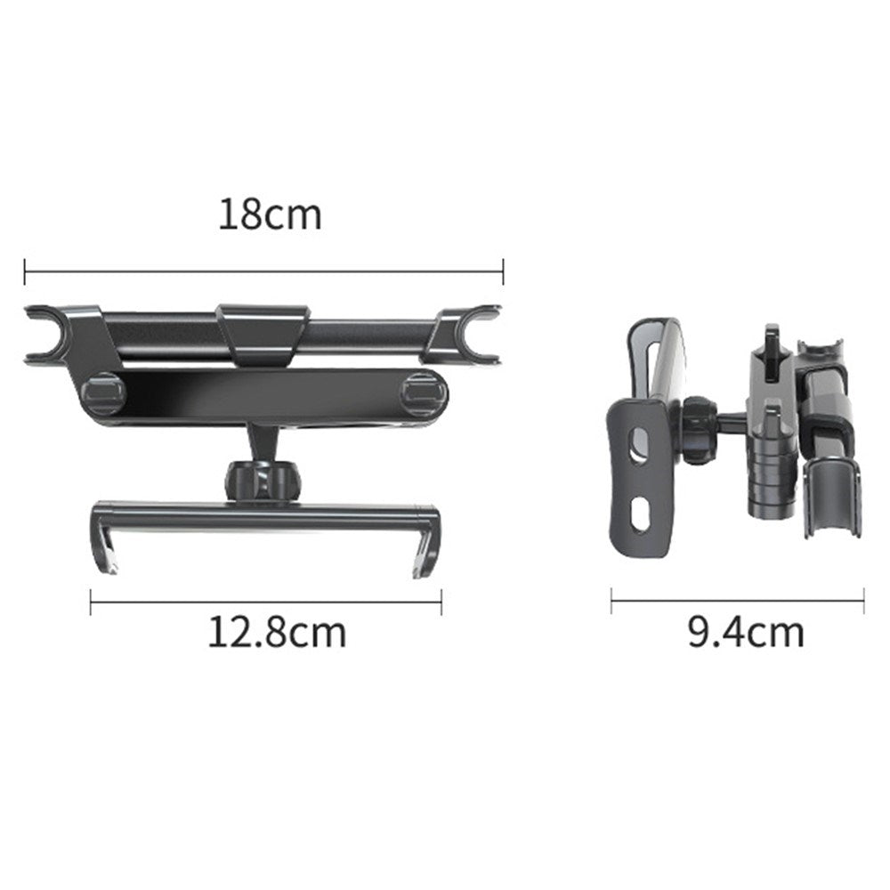 Baksete Car Mount For Bilens Nakkestøtte - Maks Mobil: 195mm x 100mm - Svart