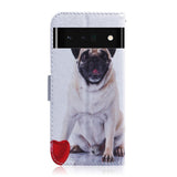 Google Pixel 6 Pro Deksel i Kunstskinn med Lommebok og Trykk - Hund