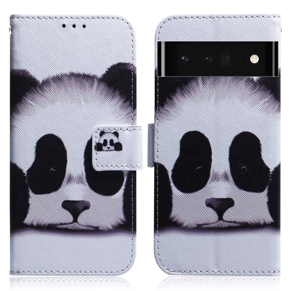 Google Pixel 6 Pro Deksel i Kunstskinn med Lommebok og Trykk - Panda
