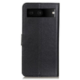 Google Pixel 7 Litchi Kunstskinn Flipdeksel m. Lommebok - Svart