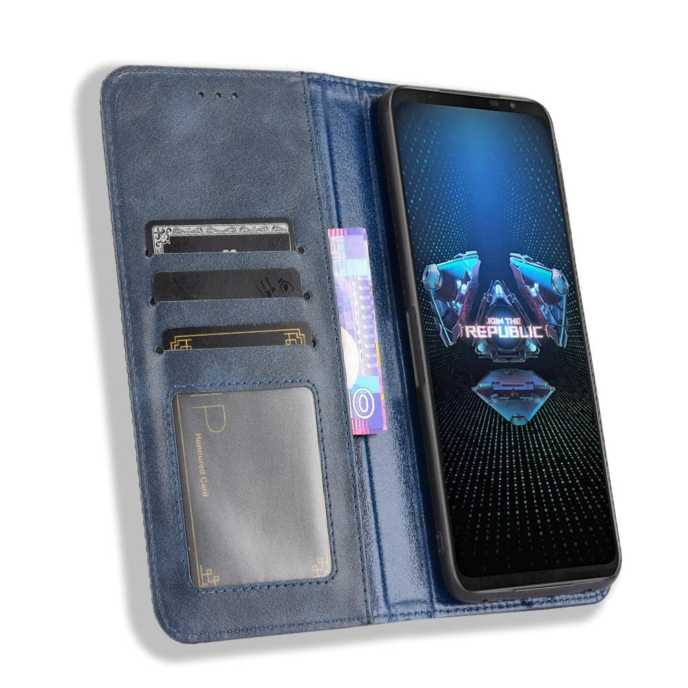Asus ROG Phone 5 Skinndeksel med Lommebok og Magnetisk Lukke - Blå