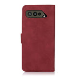 Asus ROG Phone 5 Khazneh PU Skinn Flip Deksel med Stof Tekstur - Rød