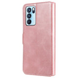 OPPO Reno6 Pro Flip Deksel i Kunstskinn med Lommebok og Magnetisk Lukking - Rose Gold