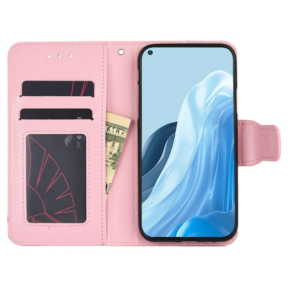 OPPO Find X5 Lite Flip Deksel i Kunstskinn med Lommebok og Magnetisk Lukking - Rosa