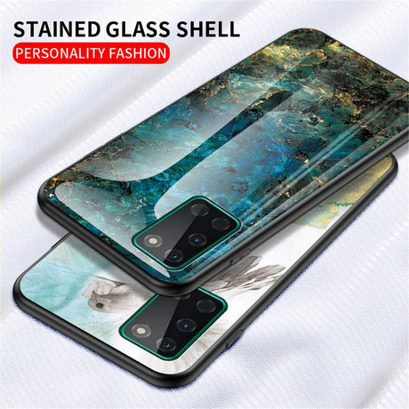 EIDERWOOD OnePlus 8T Hybrid Marmor Deksel med Glass Bakside - Blå