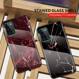 EIDERWOOD OnePlus 8T Hybrid Marmor Deksel med Glass Bakside - Rød