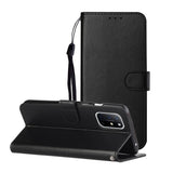 EIDERWOOD OnePlus 8T Kunstskinn Deksel med Stropp & Kortholder – Svart