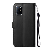 EIDERWOOD OnePlus 8T Kunstskinn Deksel med Stropp & Kortholder – Svart