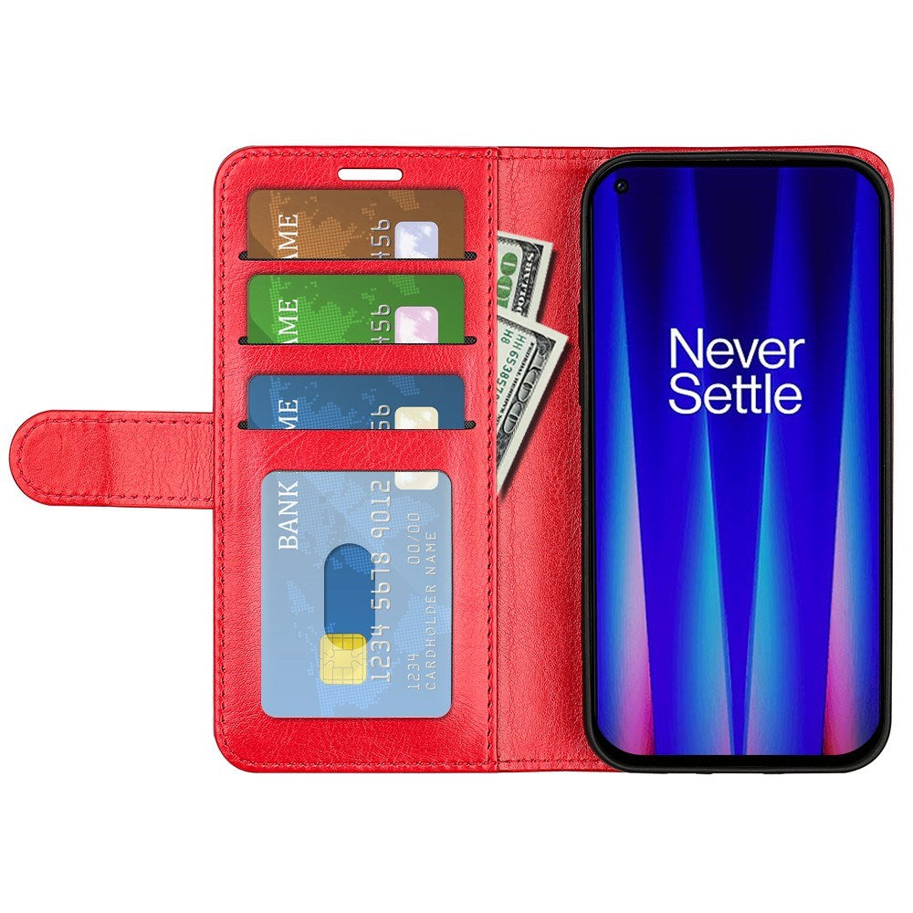 EIDERWOOD OnePlus Nord CE 2 (5G) Kunstskinn Flip Deksel m. Kortholder & Ståfunksjon - Rød
