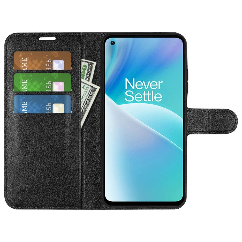 EIDERWOOD OnePlus Nord 2T (5G) Kunstskinn Flip Deksel m. Kortholder & Ståfunksjon - Svart