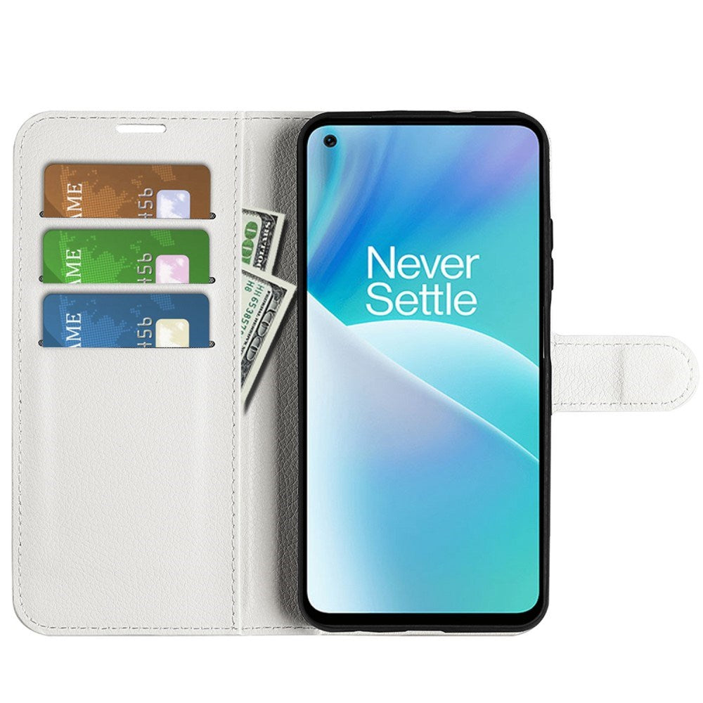 EIDERWOOD OnePlus Nord 2T (5G) Kunstskinn Flip Deksel m. Kortholder & Ståfunksjon - Hvit