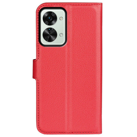 EIDERWOOD OnePlus Nord 2T (5G) Kunstskinn Flip Deksel m. Kortholder & Ståfunksjon - Rød