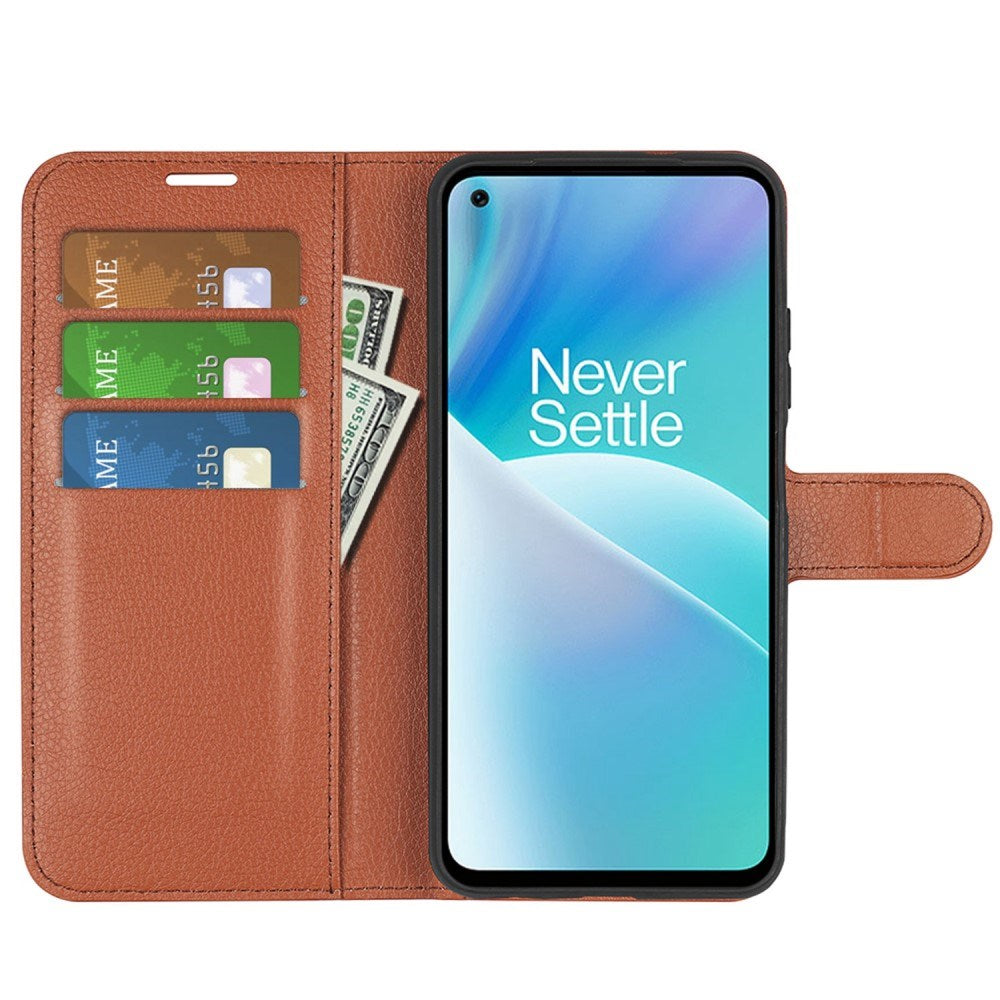 EIDERWOOD OnePlus Nord 2T (5G) Kunstskinn Flip Deksel m. Kortholder & Ståfunksjon - Brun