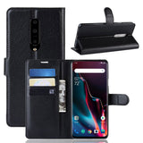 OnePlus 7 Pro Skinn Lommebok m. Stativ - Svart