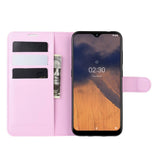 Nokia 2.3 Litchi  PU Skinndeksel  m. Lommebok - Lyserosa