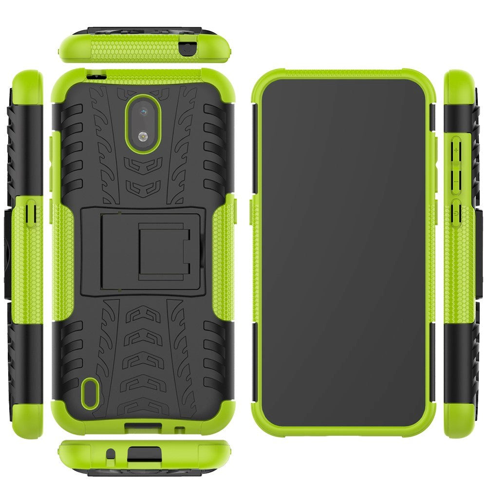 Nokia 1.3 Cool Tyre Håndverker Deksel m. stativ - Sort / Grønn