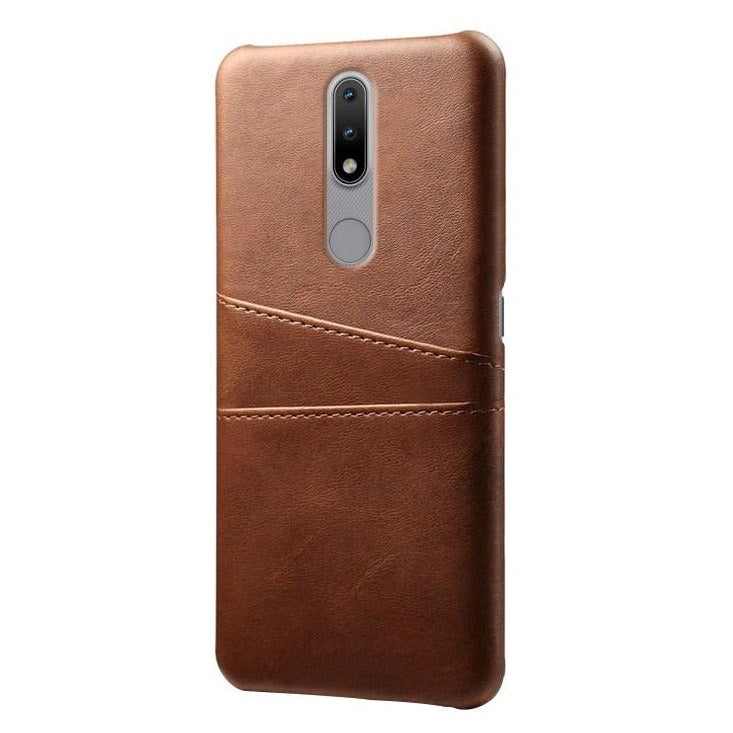 Nokia 2.4 Skinnpolstret Plastdeksel med Kortholder - Brun
