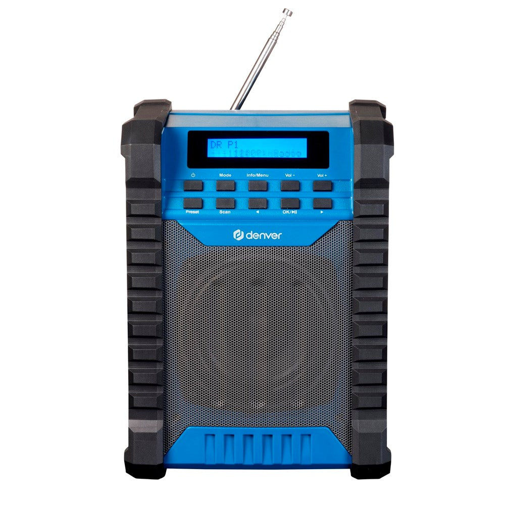Denver Trådløs Bluetooth Håndverker Høyttaler med DAB / FM Radio - Svart / Blå