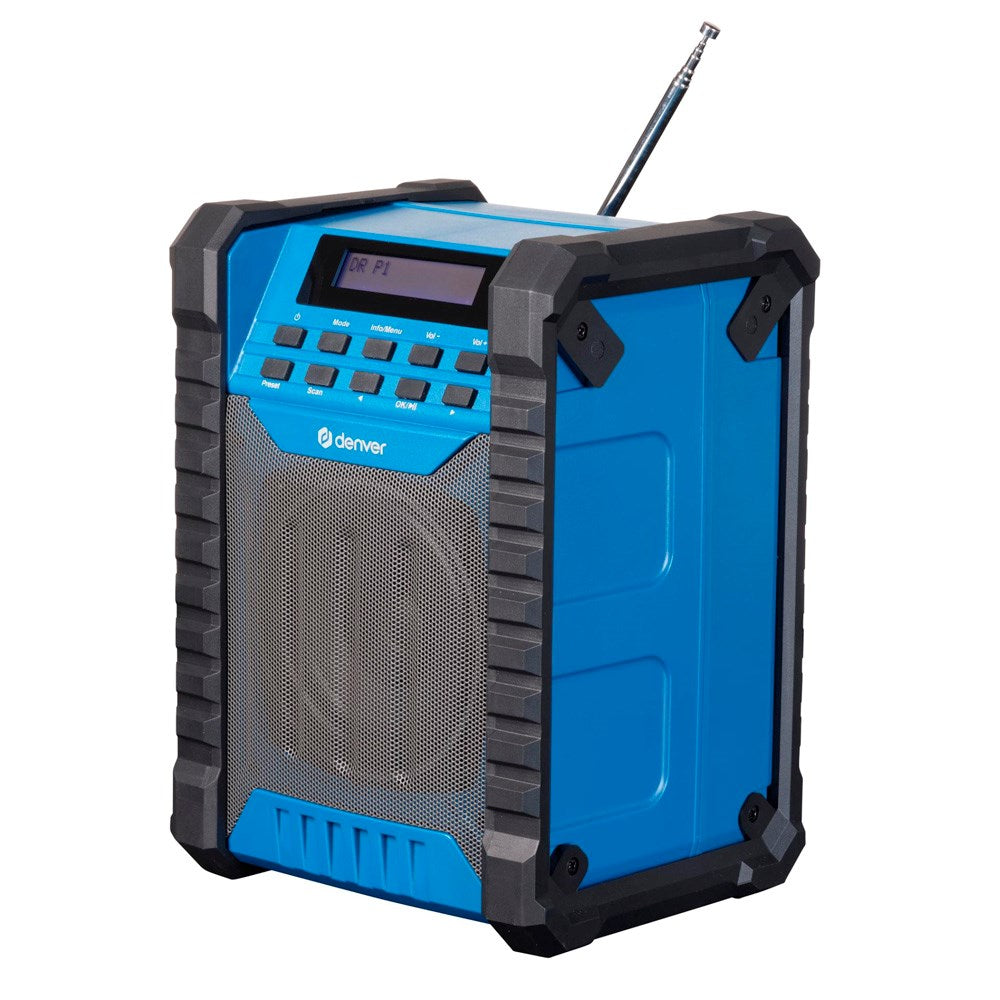 Denver Trådløs Bluetooth Håndverker Høyttaler med DAB / FM Radio - Svart / Blå