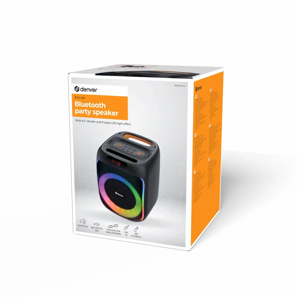 Denver BPS-165 Bluetooth Høyttaler m. Innebygd Lys - Svart