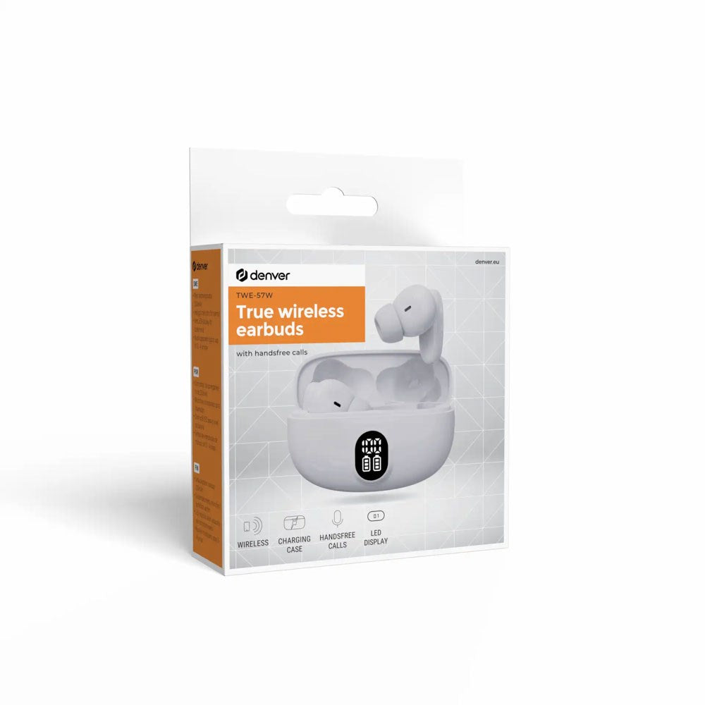 Denver TWE-57W True Wireless Bluetooth In-Ear Hodetelefoner - Hvit