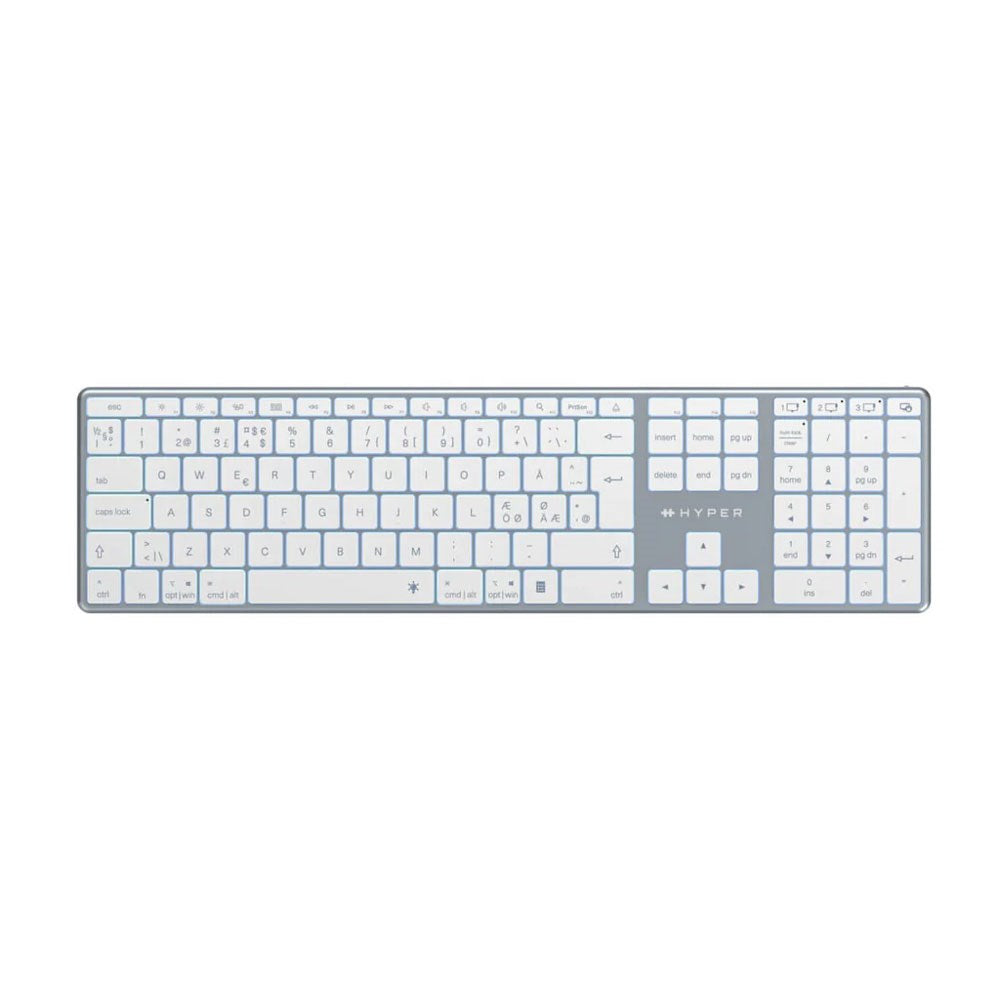 Hyper Hyperspace Bluetooth Tastatur med Nordisk Layout – Hvit
