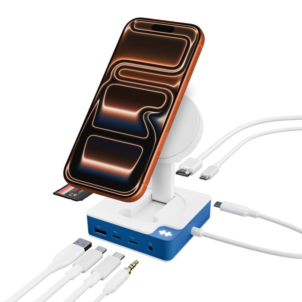 Hyper HyperDrive Flex MagCharge USB-C Docking Station - Hvit / Blå