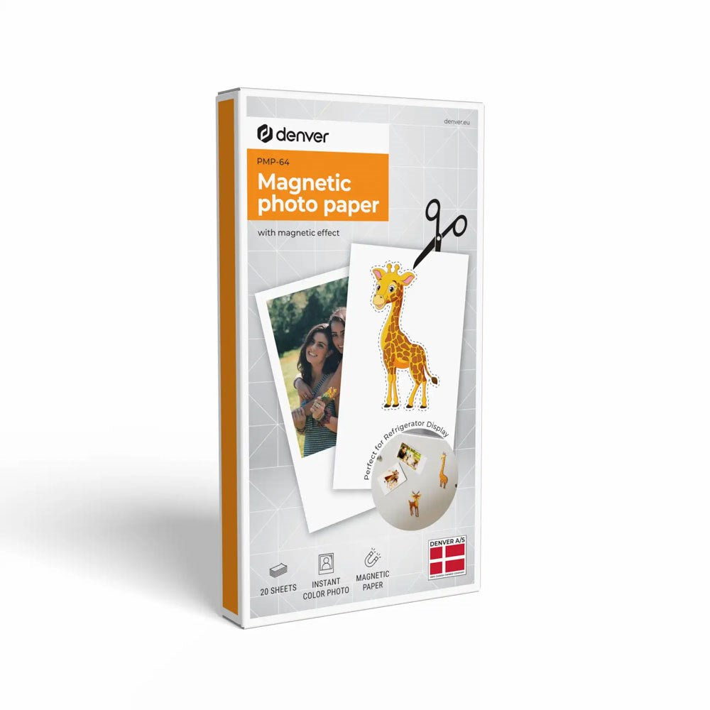 Denver PMP-64 Magnetisk Fotopapir til MCP-6010 Bluetooth Skriver - 20 stk - Hvit