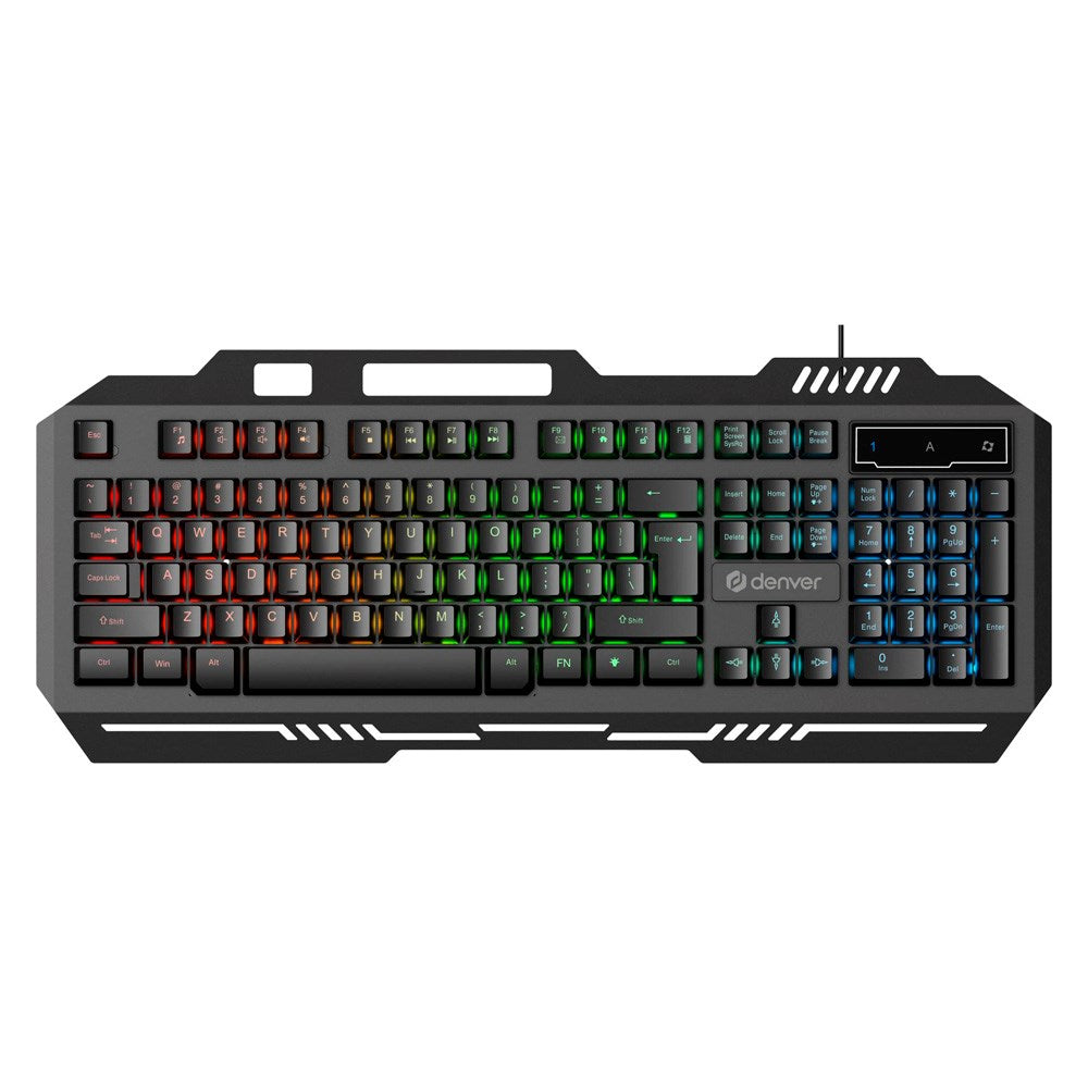 Denver GKB-231 Spilltastatur med USB-Kabel & RGB-Lys – Nordisk Layout – Svart