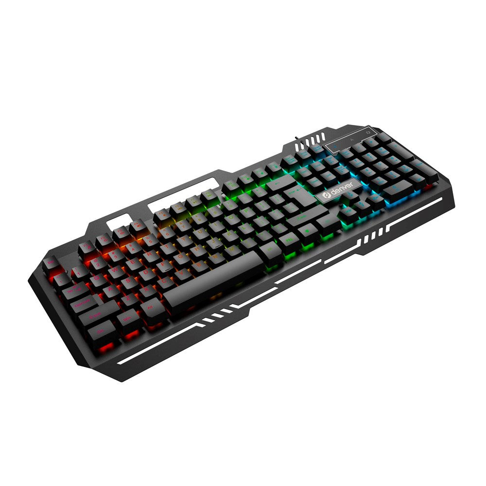 Denver GKB-231 Spilltastatur med USB-Kabel & RGB-Lys – Nordisk Layout – Svart