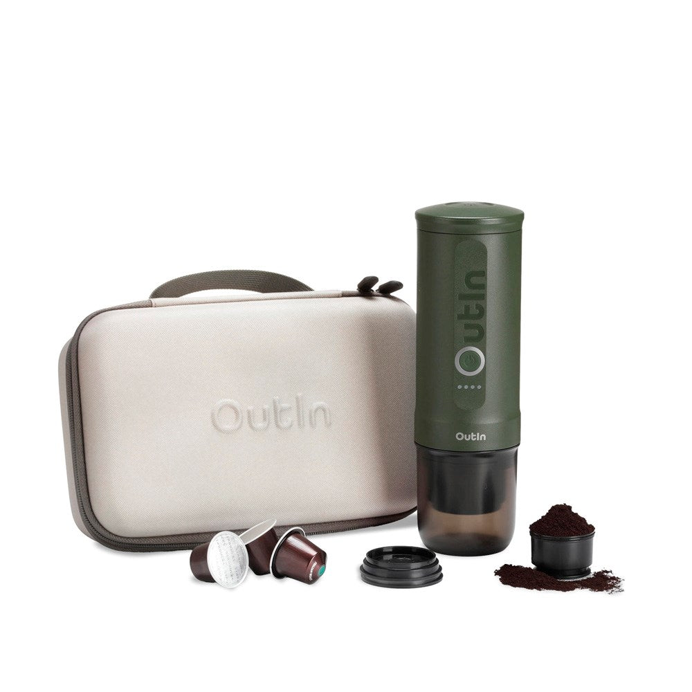 OutIn Nano Bærbar Espressomaskin Sett - Forest Green