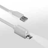 Naztech Micro-USB kabel med Lys 1.8m - Hvit