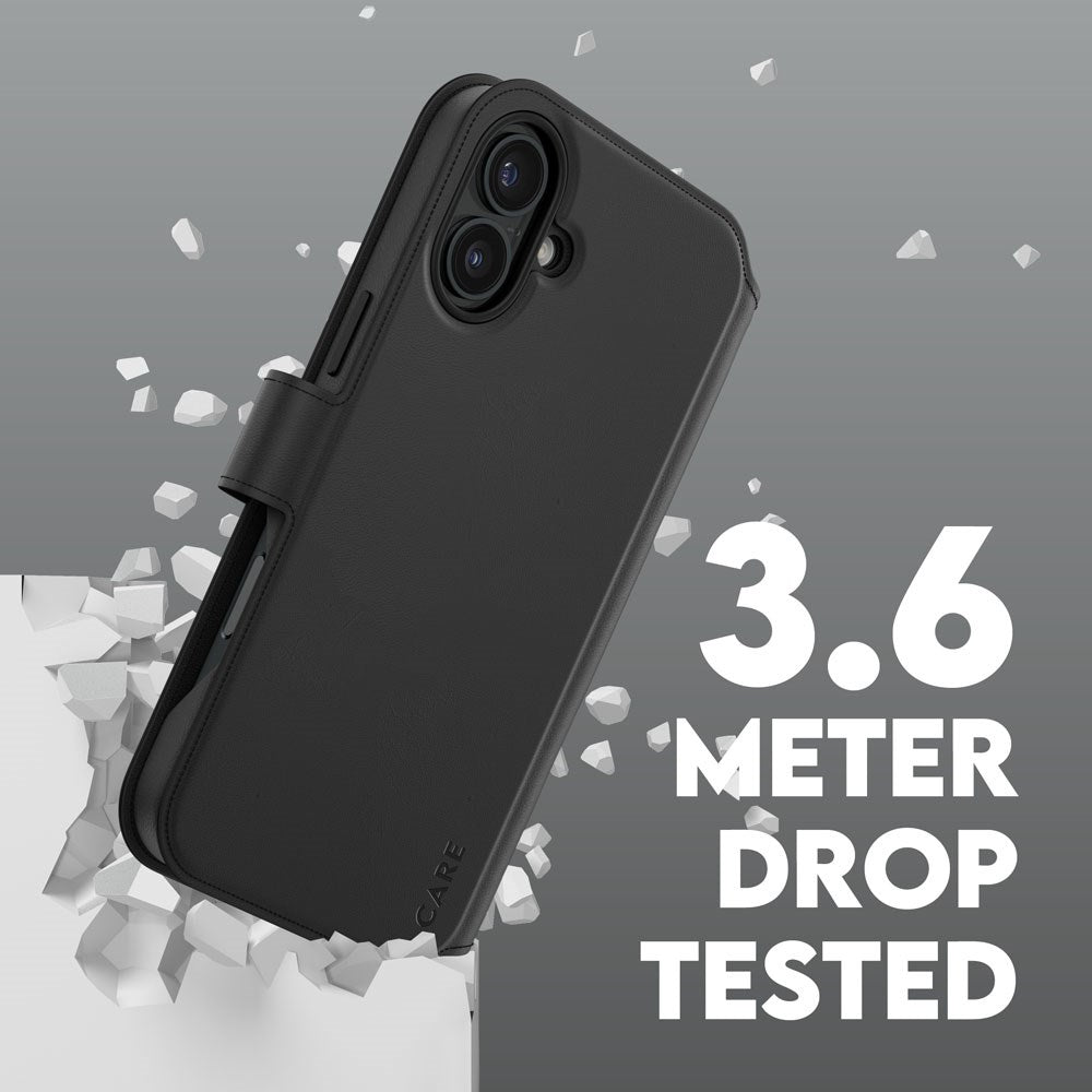 CARE by PanzerGlass iPhone 16 Plus Feature Tango 2-in-1 Deksel med Lommebok - Svart