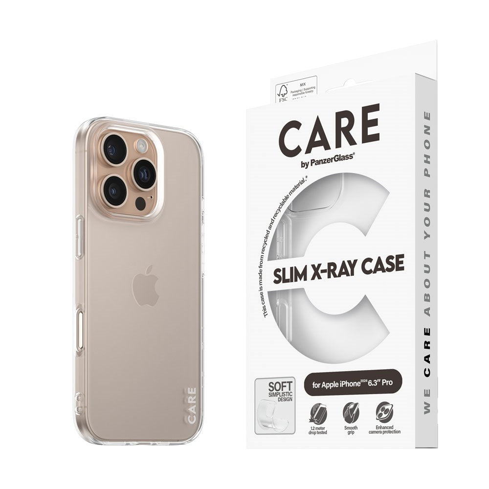 CARE by PanzerGlass iPhone 16 Pro FASHION X-Ray Soft Basic Deksel - Gjennomsiktig