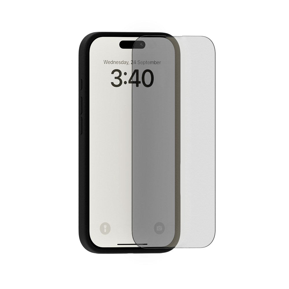 iPhone 15 Pro Holdit Skjermbeskytter i Herdet Glass 9H m. Privacy Funksjon - Svart Kant