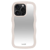 Holdit iPhone 15 Pro Wavy Deksel - Light Beige / Mirror