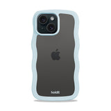Holdit iPhone 15 / 14 / 13 Wavy Deksel - Mineral Blue / Transparent