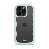 Holdit iPhone 15 Pro Max Wavy Deksel - Mineral Blue / Transparent
