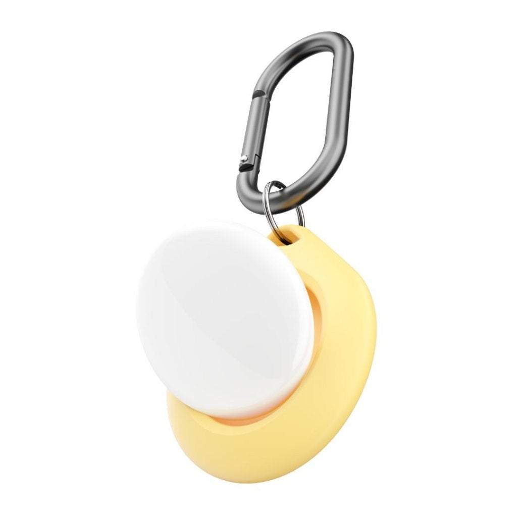 KeyBudz AirTag 1. & 2. Gen. Silikonnøkkelring m. karabinkrok - Secure Dock - 2 Pack - Gul