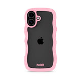 Holdit iPhone 17 Wavy Deksel - Pink / Transparent