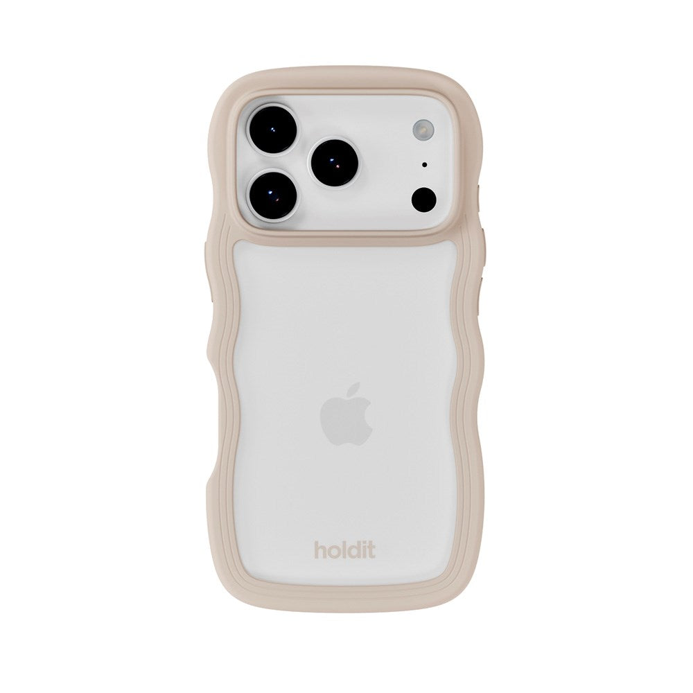 Holdit iPhone 17 Pro Wavy Deksel - Light Beige / Transparent