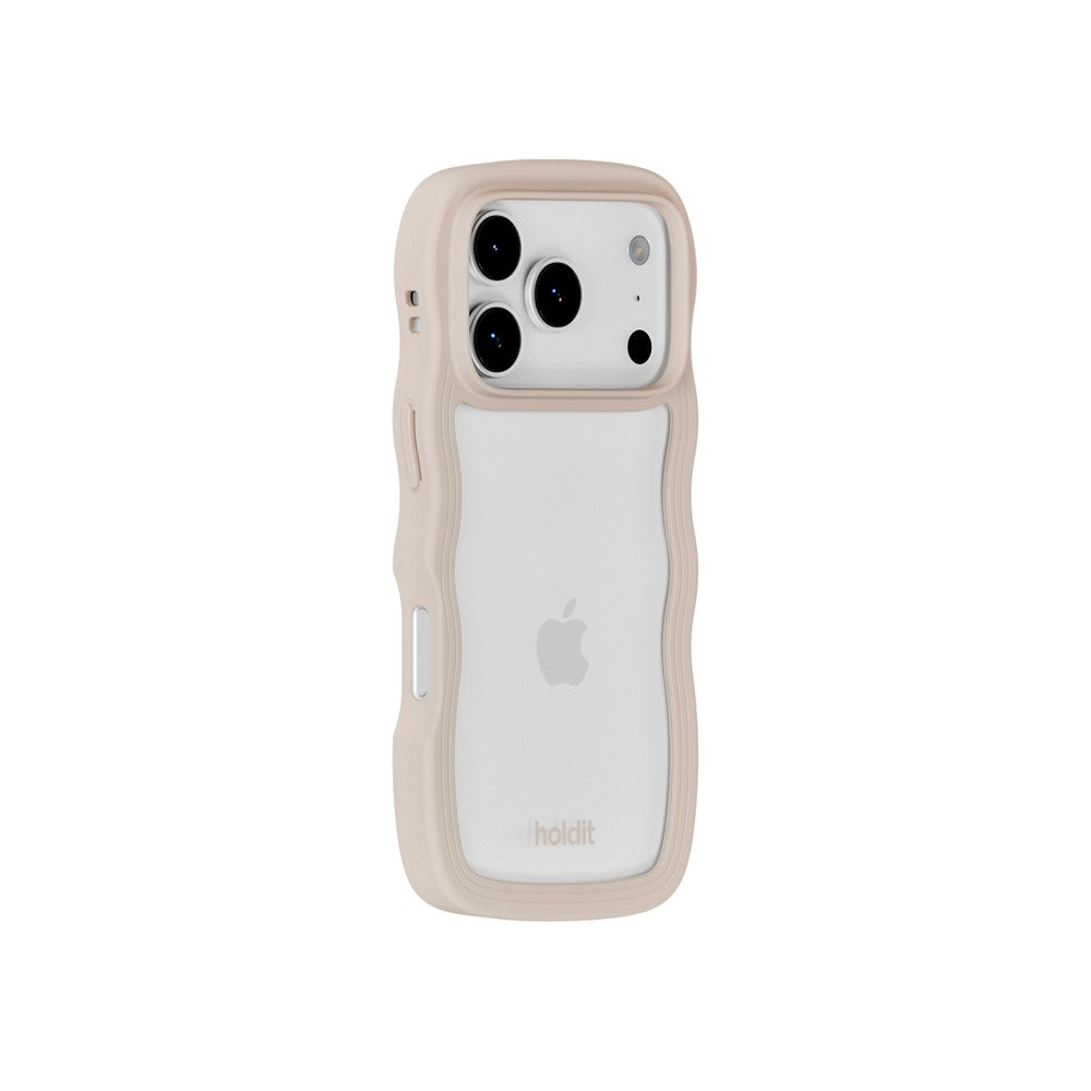 Holdit iPhone 17 Pro Wavy Deksel - Light Beige / Transparent